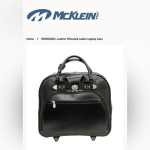 Black Leather Women’s Rolling Laptop Bag